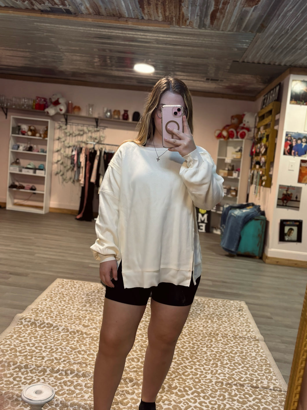 Waffle knit oversized Sweater