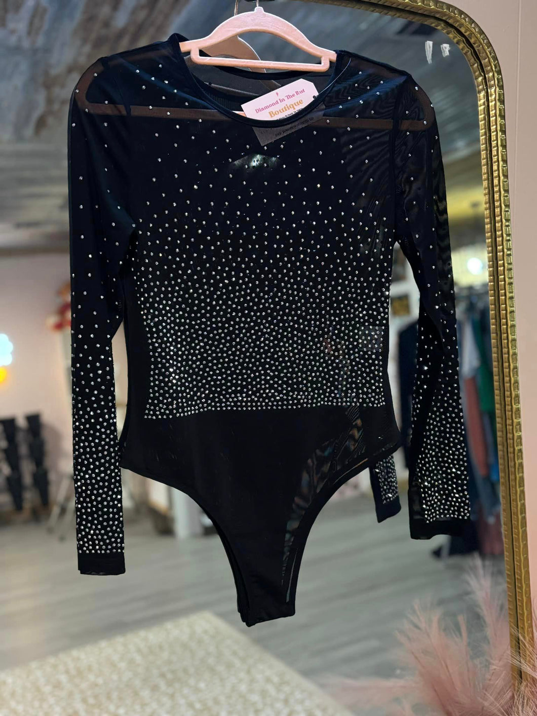 Mesh Rhinestone Bodysuit